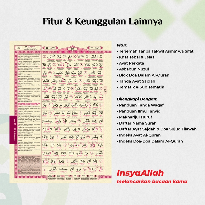 Product image Alfatih Quran - AL - FATTAH A4 Alquran Ayat Terjemah Perkata Transliterasi Latin Kode Tajwid Angka A4 Biru