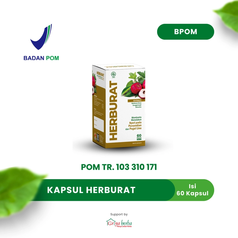Product image Griya Herba - Herburat Obat Herbal Membantu Meredakan Nyeri Persendian Pegal Linu Asam Urat Halal BPOM 60 Kapsul Original