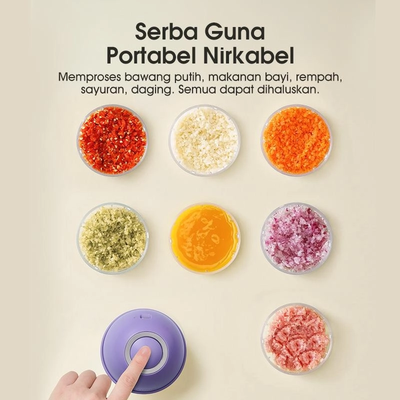 Product image UTAMAMEGA - Samono Mini Chopper Portable Blender Penggiling Bumbu MPASI SW-L6 ( SWL6 ) Warna Random