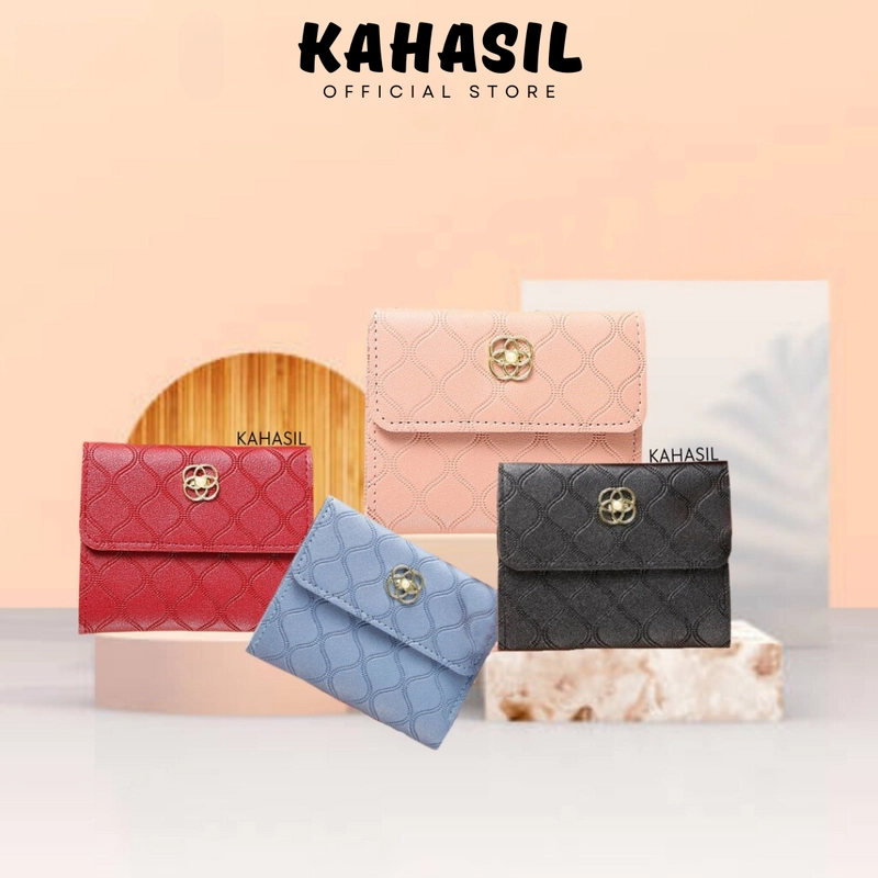 Product image KAHASIL - Dompet Lipat Wanita Pendek Mini Kecil Bahan Kulit PU Leather KHDP33 all variant Abu-abu