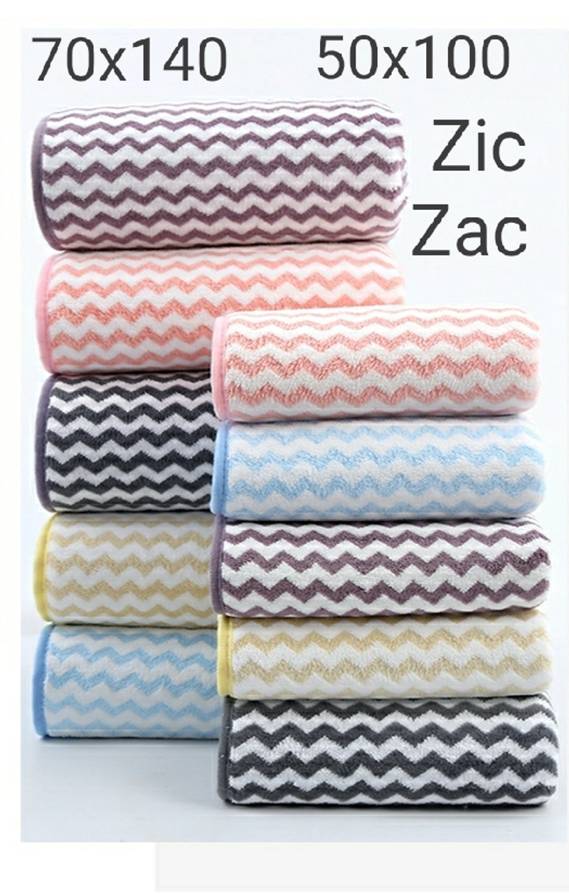 Product image Handuk Mandi Microfiber Bulu Halus 70x140 - ZIGZAG 70X140 ZIGZAG