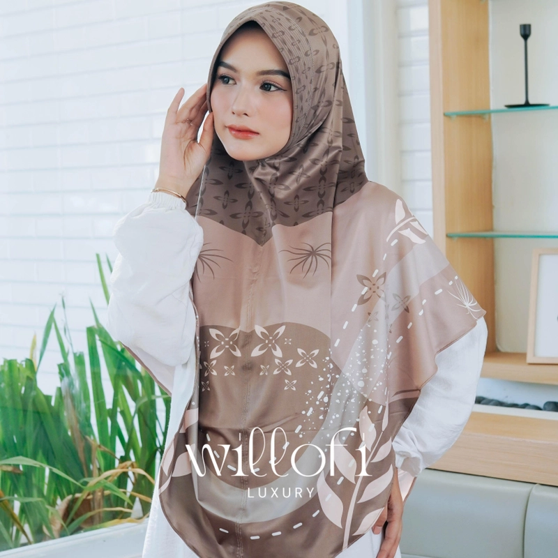 Product image Sakura Baru X Willofi - Hijab Bergo Instan Daily Motif Camelia Pad Jumbo Jumbo Army