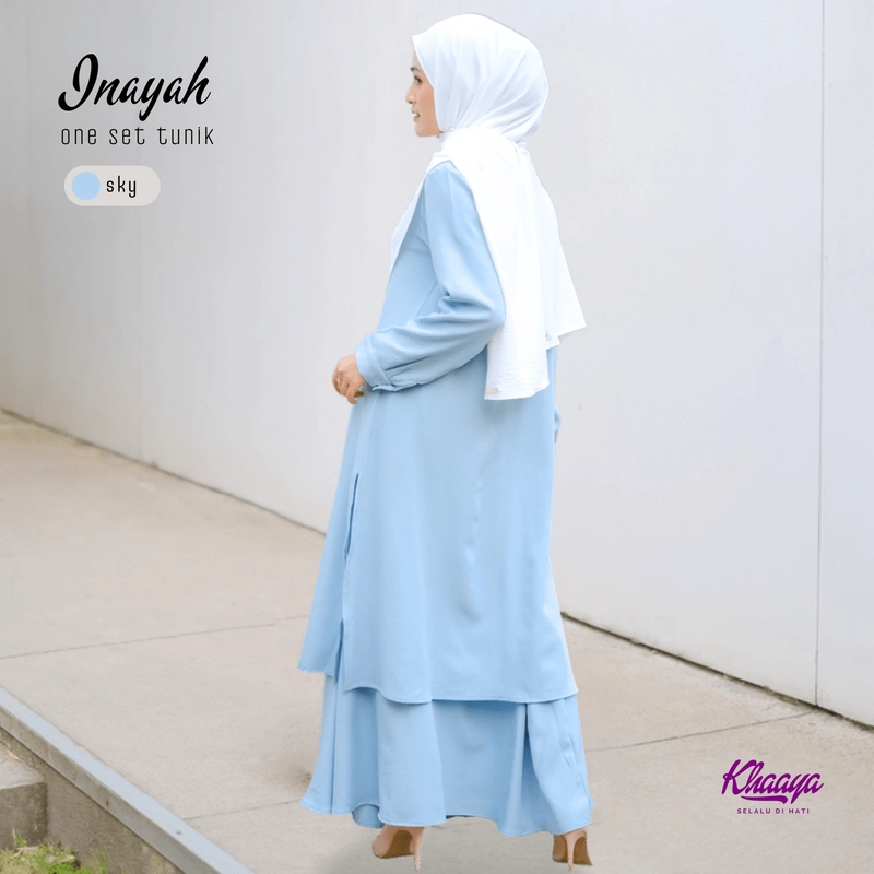 Product image Khaaya Collection - Khaaya One Set Inayah Setelan Rok dan Tunik Muslimah Syari Elegan Kalem L (L-XL) Sky