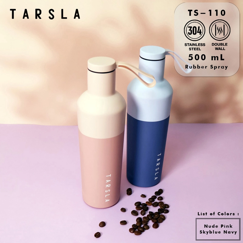 Product image Tarsla Botol Minum Thermos TS-110 Tumbler 500 ML Rubber Stainless Steel Hot & Cold Anti Tumpah 500 2 TONE SKY BLUE