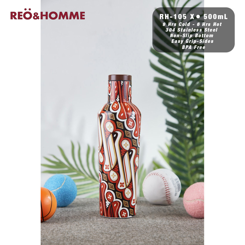 Product image Reo&Homme Tumbler Motif Batik 500 ML Ergonomis Non Slip Bottom RH-105 Panas Dingin 12 Jam Minum P 500 Batik Parang