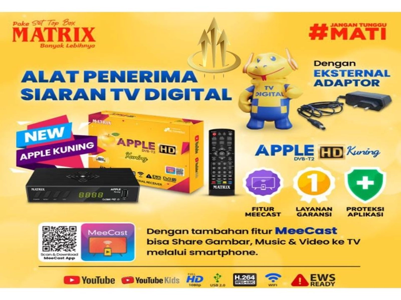 Product image TWINS STATIONERY - STB MATRIX APPLE KUNING SET TOP BOX DVB T2 DIGITAL Matrix Apple KUNING