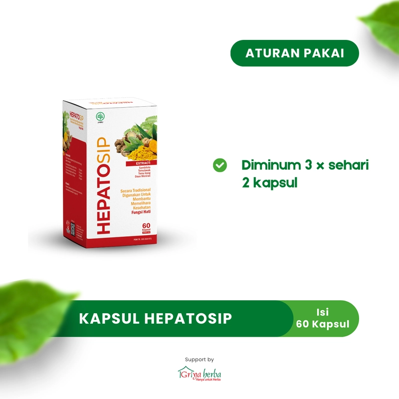 Product image Griya Herba - Hepatosip Obat Herbal Membantu Memelihara Kesehatan Fungsi Hati Hepatitis Halal BPOM 60 Kapsul Original