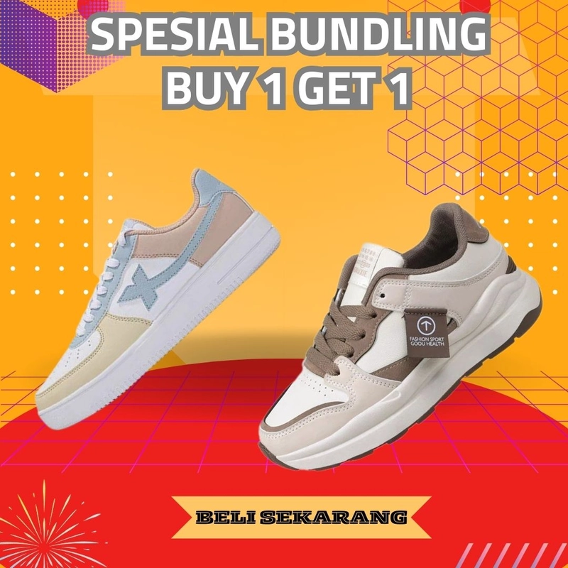 Product image Koekita - Paket Bundling Buy 1 Get 1 Sepatu Kets Sneakers Wanita BY-05 & GM-218 41 SALEM & COKLAT