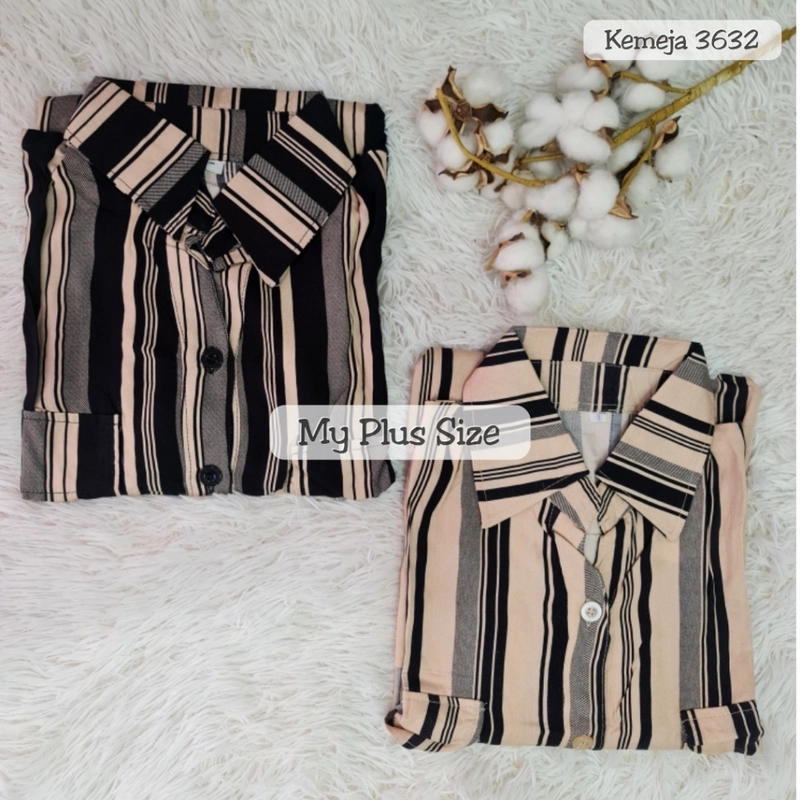 Product image My Plus Size - Kemeja Salur Abstrak Wanita Jumbo 3632 Ld 125cm/135 cm/150 cm 2XL BLACK