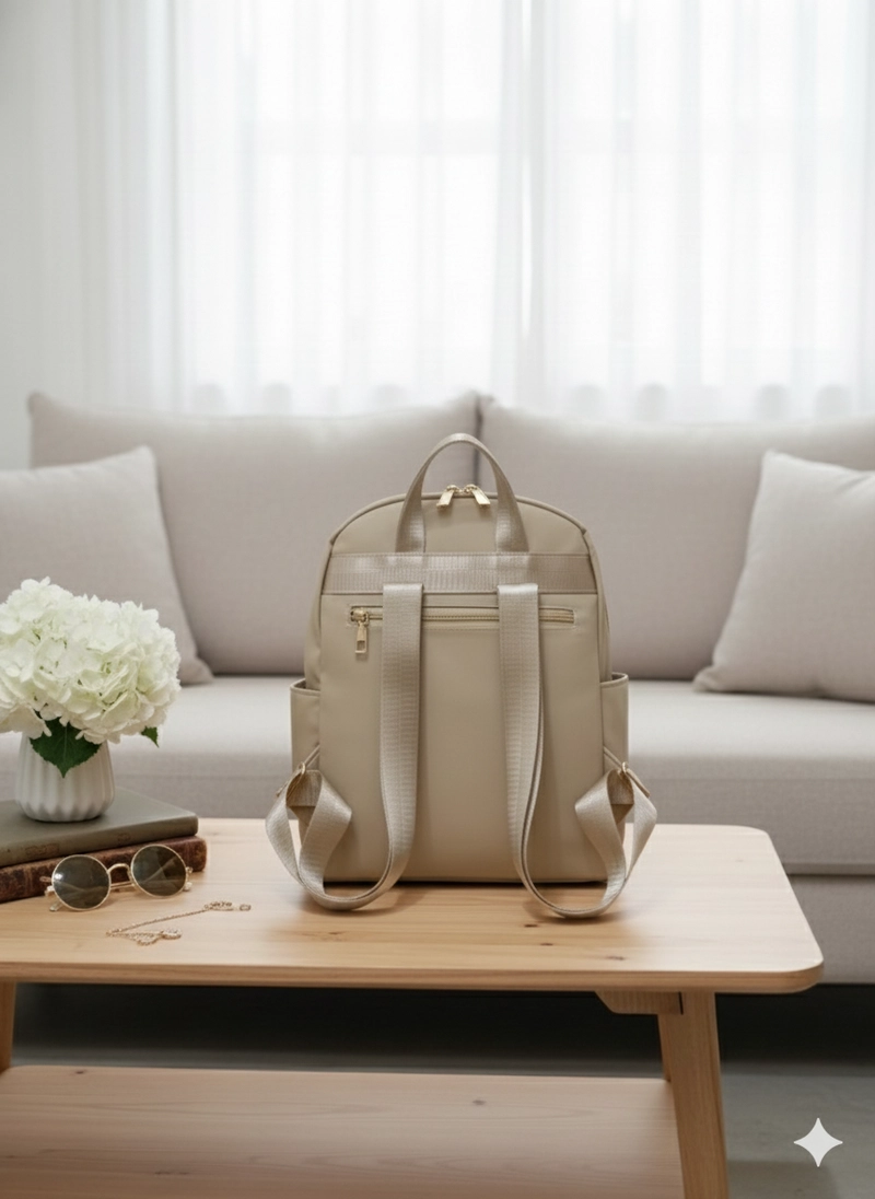 Product image CBL - Ransel GISELLA - Tas Ransel Backpack Wanita GISELLA Muat Laptop Bahan Nilon Premium Waterproof Antia Medium Cream