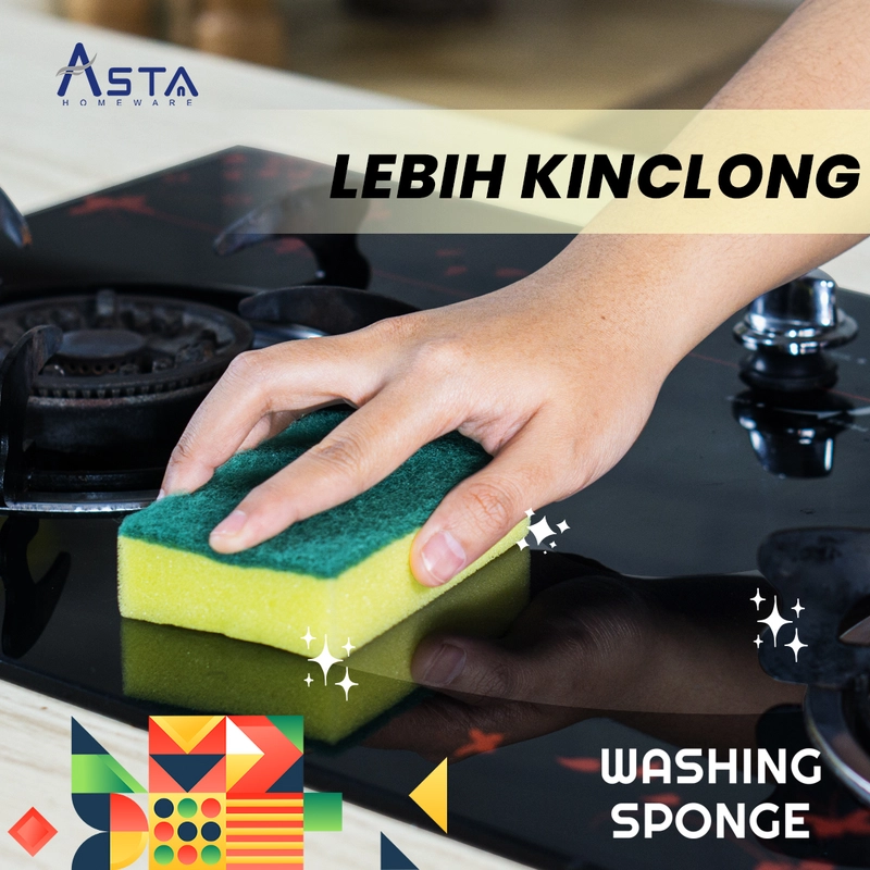 Product image Asta Spons Cuci Piring Washing Sponge Busa Banyak Isi 6 pcs Jenis Spons Kuning