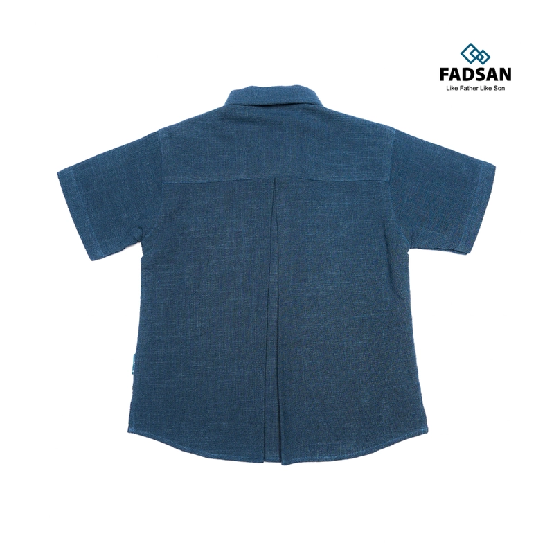 Product image FADSAN - Baju Kemeja Katun Polos Lengan Pendek Ayah Anak Warna Saphire - Ryu Series SIZE ANAK XS RYU SAPHIRE