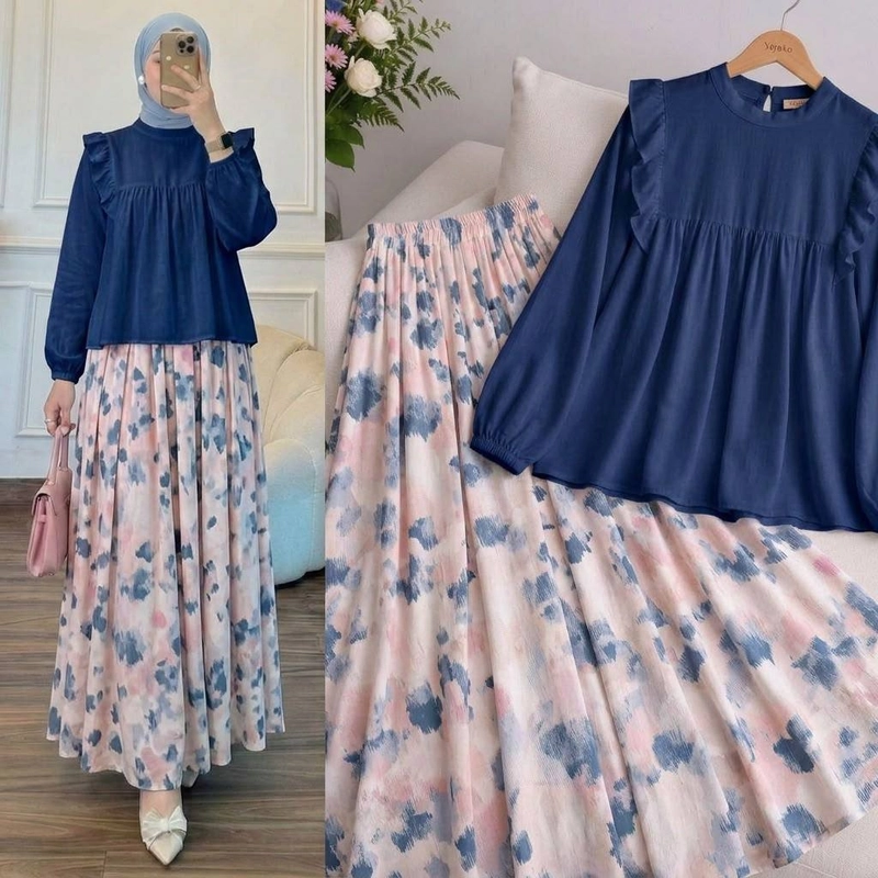 Product image Khisna collection - Set ROK New best NAGITA WANITA ROK FLOWERS Allsize Navy vintage