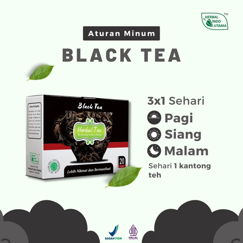 Product image Herbal Indo Utama - Black Tea Teh Celup Jaga Kesehatan Jantung 20 Kantung 20 Sachet Teh Herbal