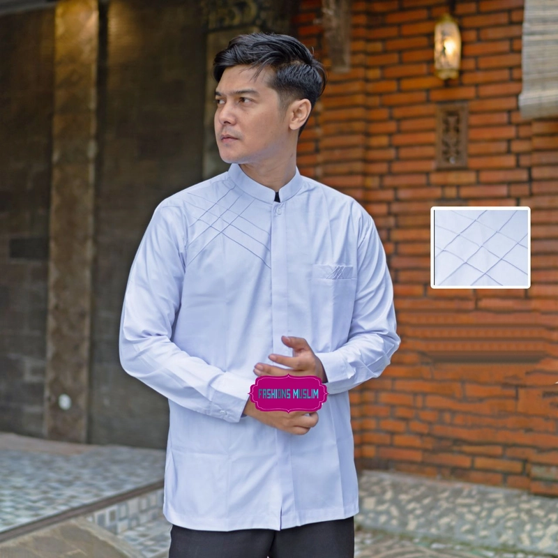 Product image Juragan Kurta - Baju Koko Pria Dewasa Lengan Panjang Polos Motif Marvel M Koko marvel putih