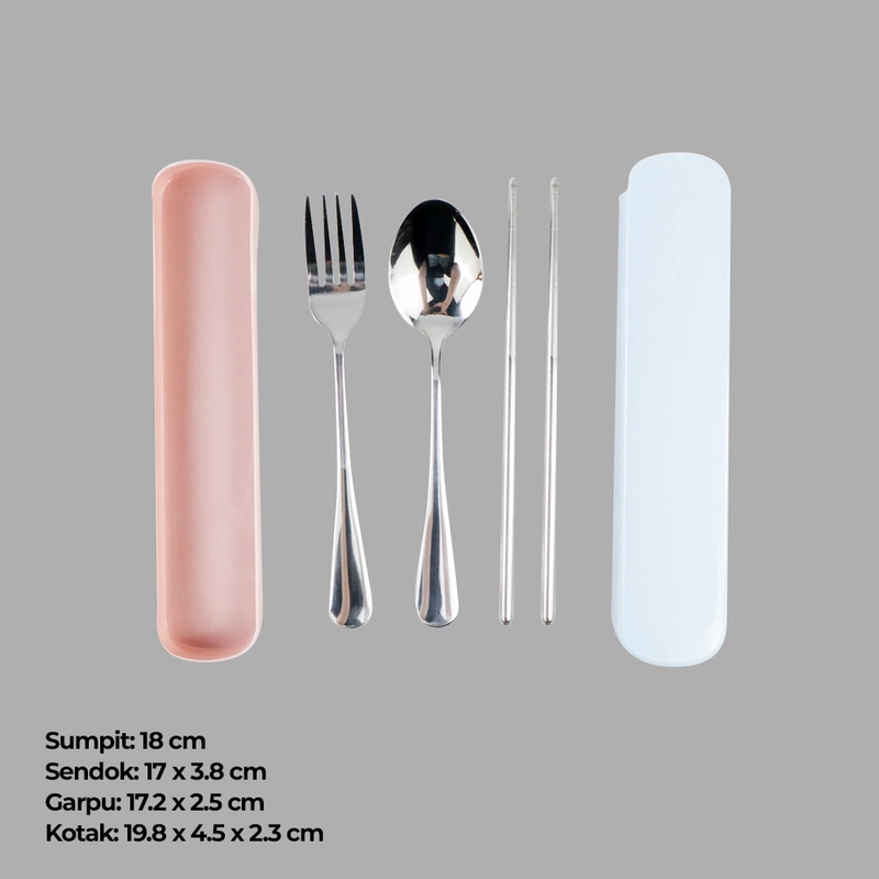 Product image RUMAH RAYA - (PO) Set Sendok Garpu Sumpit Western Style Stainless Steel - NP304 3 Pcs Blue