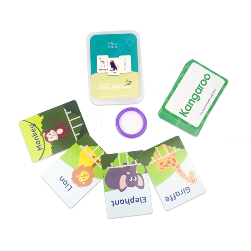 Product image MOMI HOMI Flash Card 01 Edukasi Anak Belajar Membaca Menghitung Angka Nama Hewan Buah Sayur Food Kid varian Zoo Animals