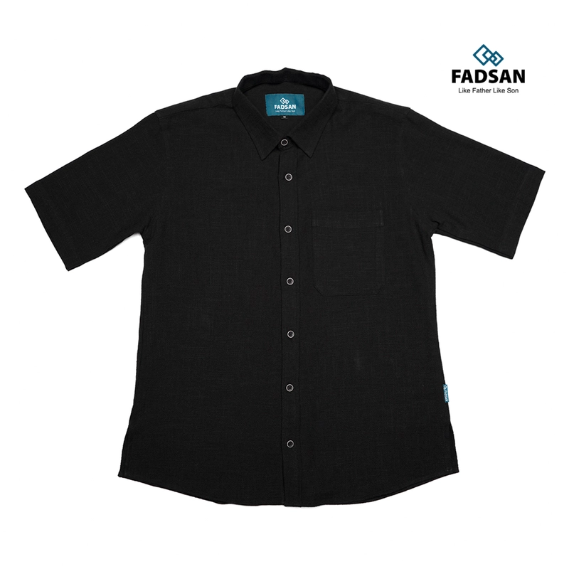 Product image FADSAN - Kemeja Katun Lengan Pendek Ayah Anak Warna Black - Ryu Series SIZE ANAK XS RYU BLACK