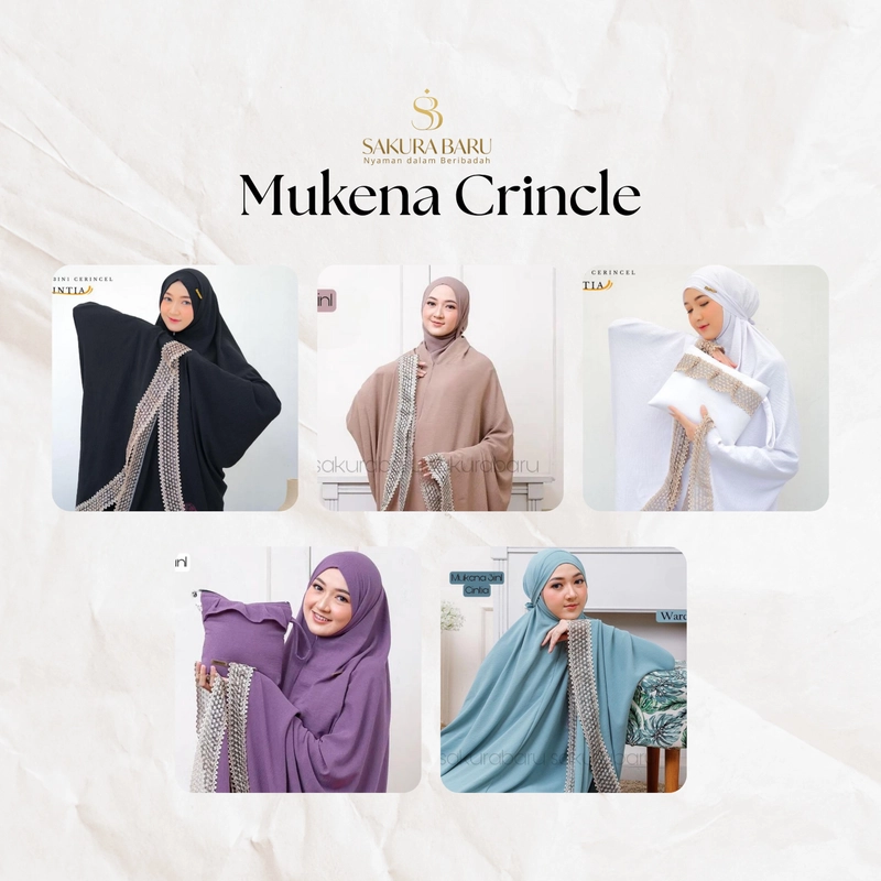 Product image Sakura Baru - [BUY 1 GET 1] - Mukena Crinkle Air Flow Warna Dan Motif Random All Size Random
