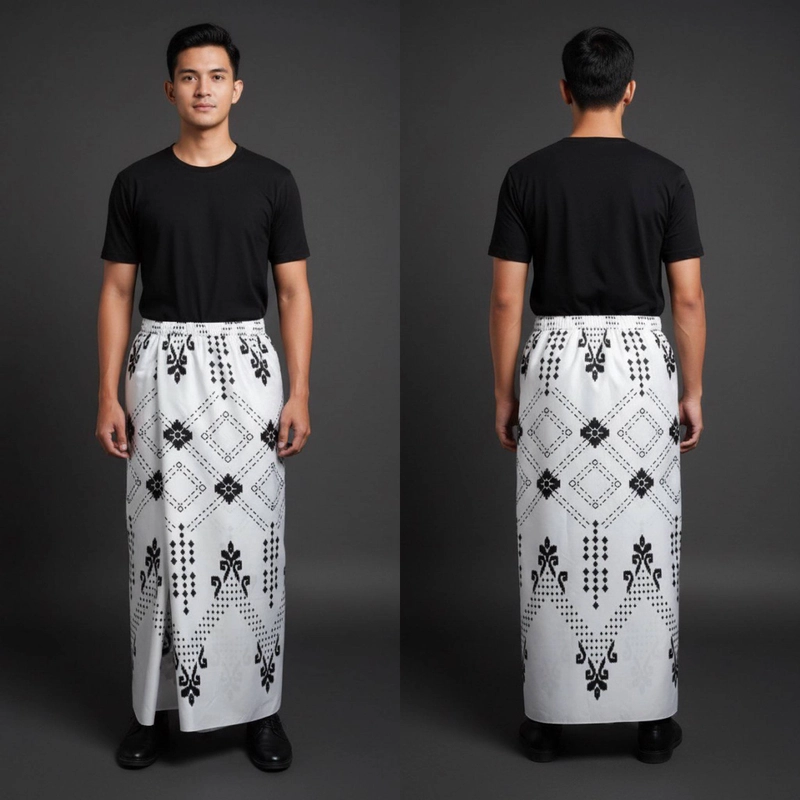 Product image Kois Batik - Sarung santri instan bisa dipakai pria dan wanita motif balimon Sarung instan dewasa Instan balimon putih