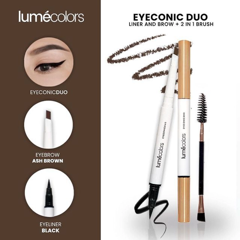 Product image Lumecolors Eyeliner Eyebrow Eyeconic Duo 2 in 1 brush waterproof 10ml ASH BROWN