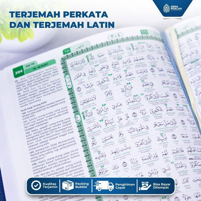 Product image Gema Risalah - Alquran Terjemah Per kata Latin Al Khalid Ukuran Sedang A5 A5 Biru