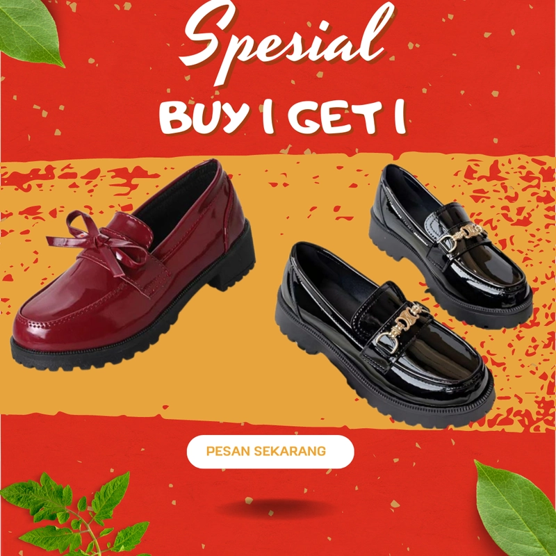 Product image Koekita - Paket Kombinasi Buy 1 Get 1 Sepatu Flat Oxford Wanita DR-001 & DR-004 40 HITAM & MAROON