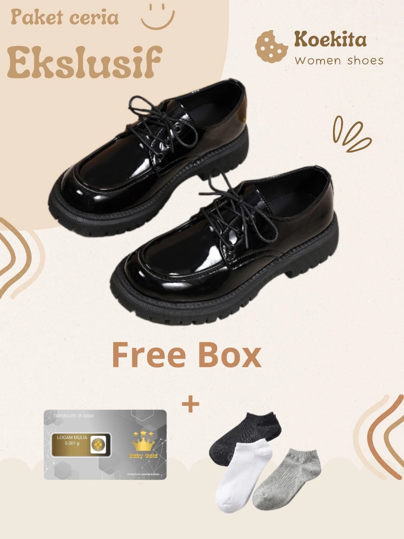 Product image Koekita - Sepatu Sneakers Wanita Loafers Hitam Kulit Fashion Kekinian DR-003 36 HITAM