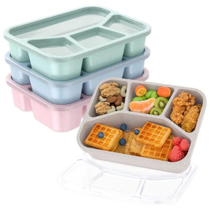 Product image KAMJE Tempat Makan Lunch Box Wadah Kotak Bekal Makanan Aesthetic 4 Grid KMJ275 all variant BIRU