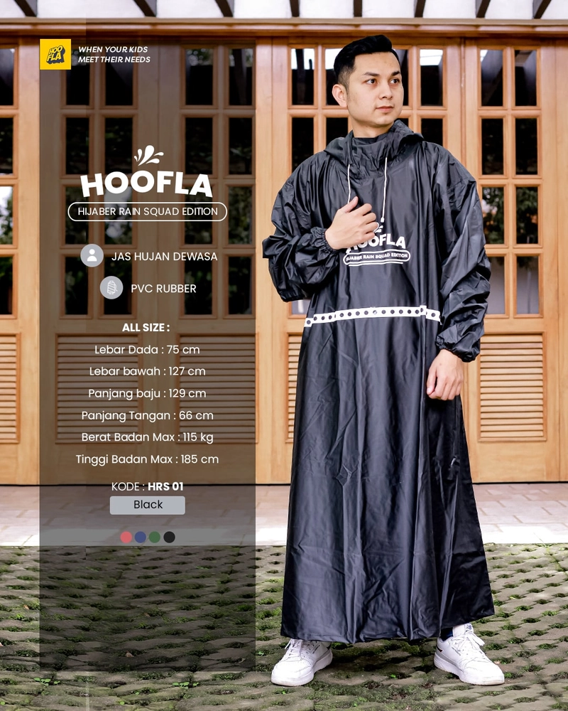 Product image Hoofla - Jas Hujan Ponco Dewasa Hijaber Rain Squad all size Black