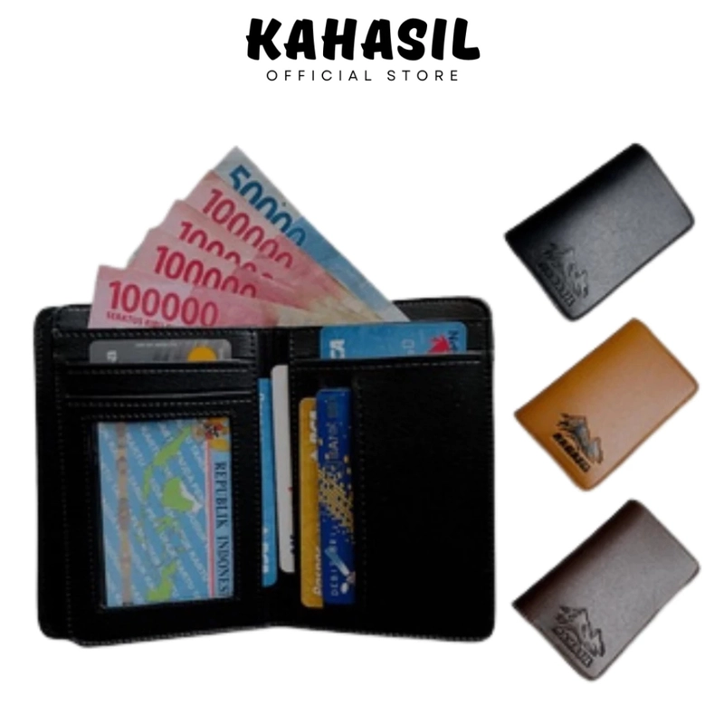 Product image KAHASIL - Dompet Lipat Pria Berdiri 3/4 Tanggung Bahan Kulit PU Leather KHDP03 all variant Chocolate