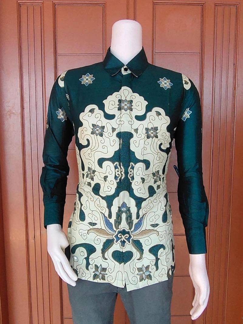 Product image Batik Mafaza - Gamis Batik wanita coupel keluarga modern bisa dipisah motif jeni hijau M Kemeja jeni hijau