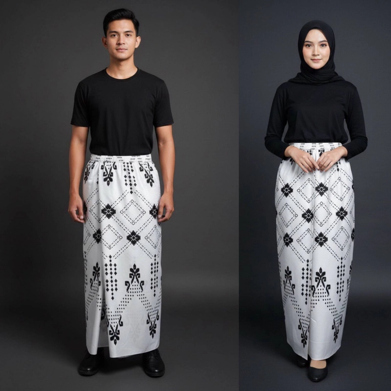 Product image Kois Batik - Sarung santri instan bisa dipakai pria dan wanita motif balimon Sarung instan dewasa Instan balimon putih