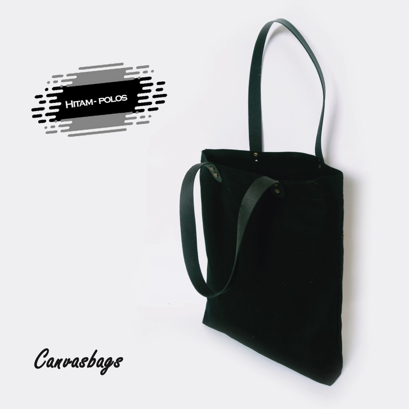 Product image Dewani Totebag Canvas Hitam Polos 40x36x5 hitam