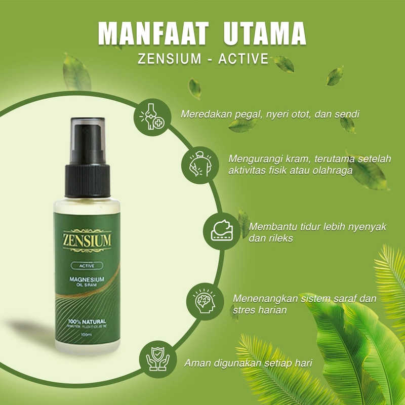 Product image Zensium - zensium Active - Magnesium Oil Spray 100ml Redakan nyeri Sendi/Otot kram cepat meresap 200g original