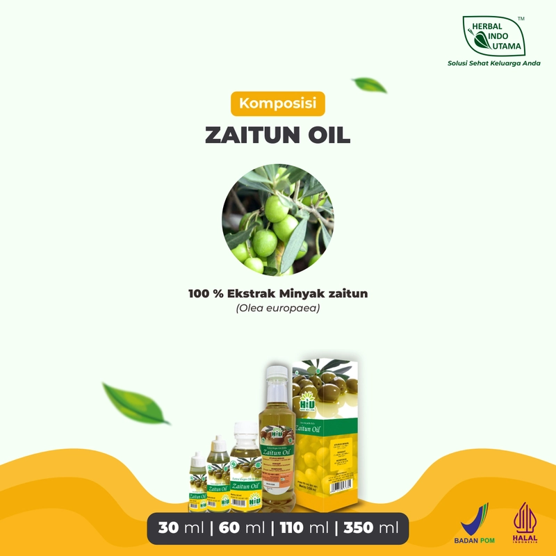 Product image Herbal Indo Utama - ZAITUN OIL Minyak Zaitun Olive Oil Minyak Sehat Berbagai Manfaat Isi 60 ML ZAITUN OIL