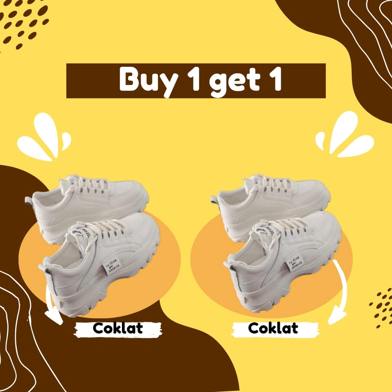 Product image Koekita - Buy 1 Get 1 Sepatu Kets Sneakers Wanita Sport Nhtevia GM-01-Coklat 36 COKLAT