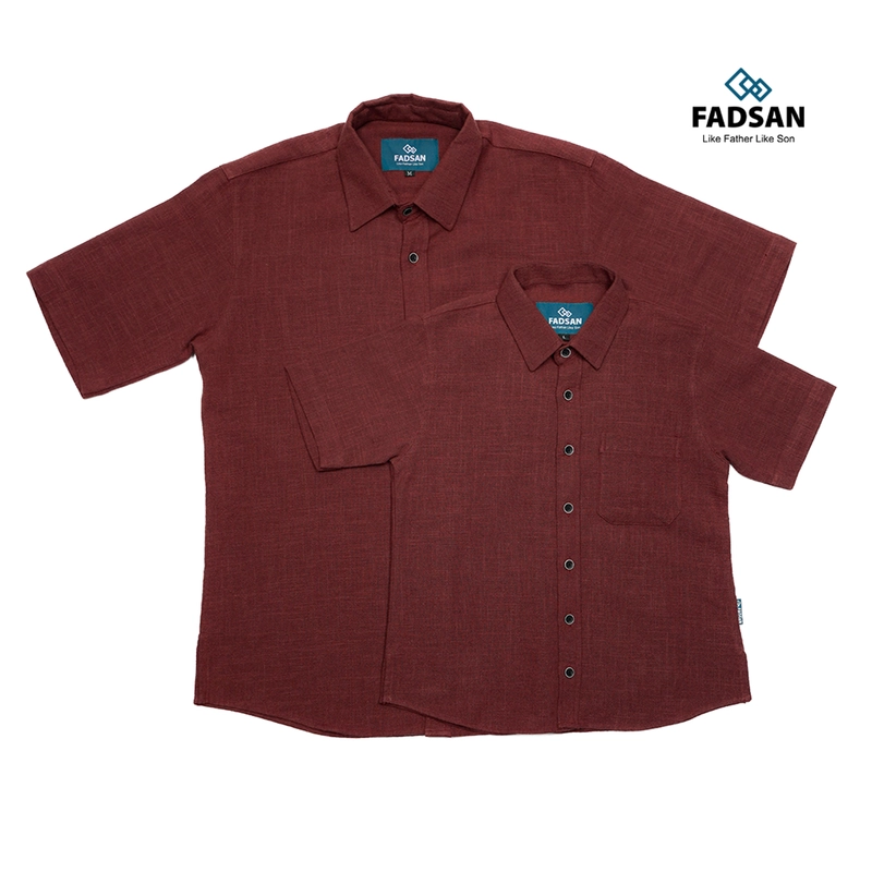 Product image FADSAN - Baju Kemeja Polos Couple Ayah Anak Warna Burgundy - Ryu Series SIZE ANAK XS RYU BURGUNDY