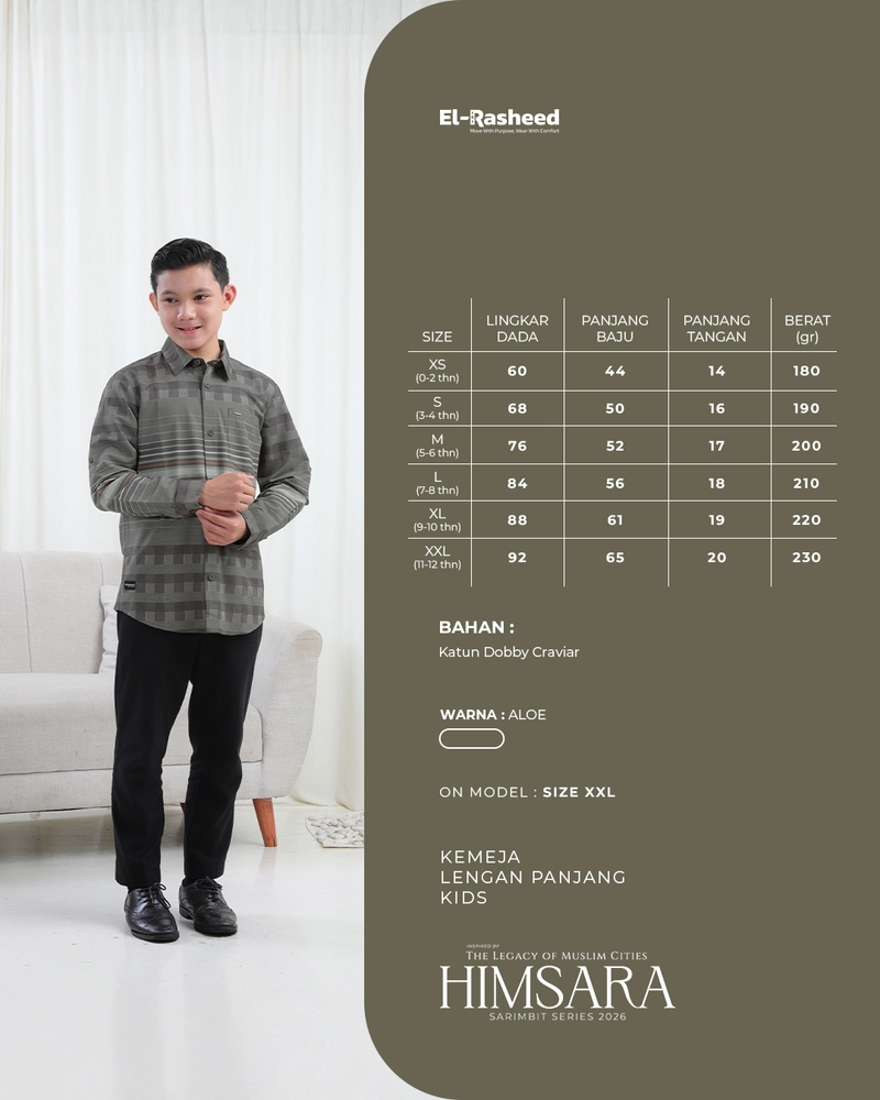 Product image Yasmeera Official - SARIMBIT 2026 HIMSARA SERIES WARNA ALOE XS KEMEJA ANAK