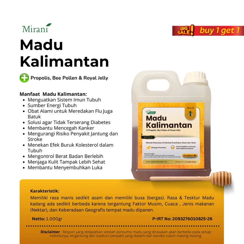 Product image Mirani - (Kemasan Baru) Buy 1 get 1 Madu Kalimantan Propolis 1kg almar'ah