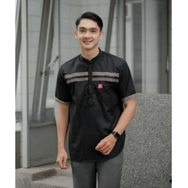 Product image Batik Alfin - Baju koko dewasa lengan pendek model terbaru M Hitam