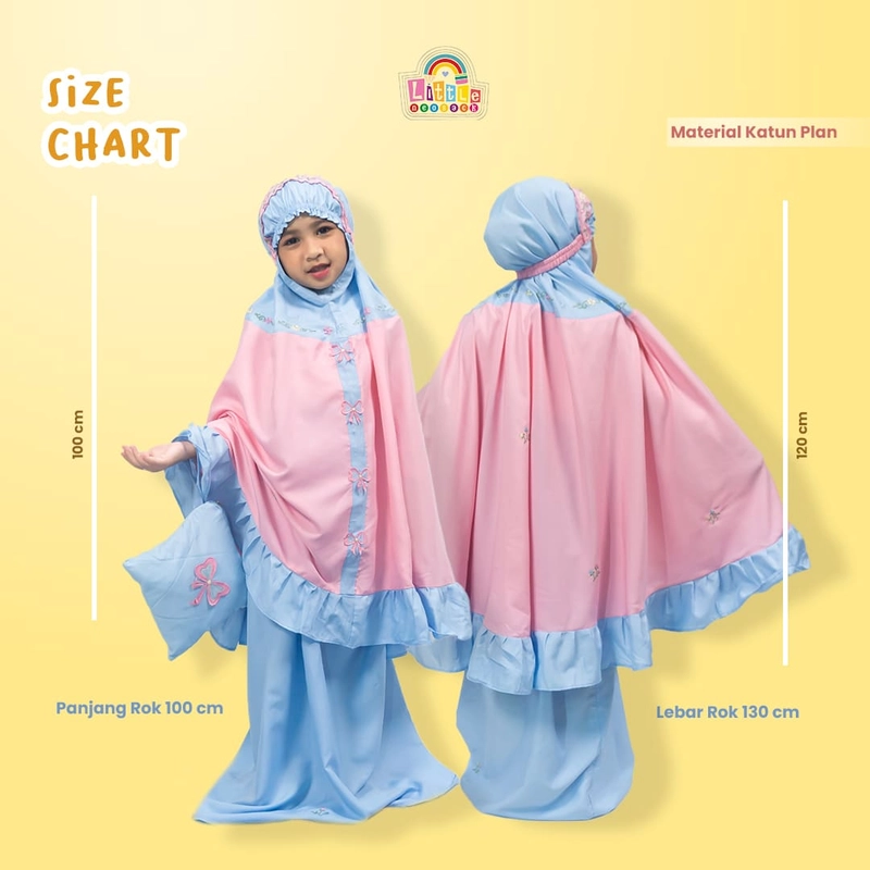 Product image LITTLE NEOSACK - LITTLE NEOSACK - MUKENA KATUN PLAN ANAK PEREMPUAN - NAJMA MUKENA LX10042 ALL SIZE. BIRU