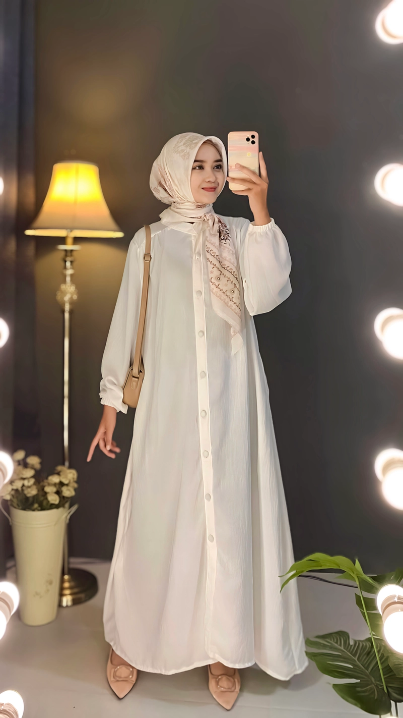 Product image [CUCI GUDANG] Baju Gamis Haura Dress Vol 2 (Premium Quality) All size fit to XXXL Putih Umroh