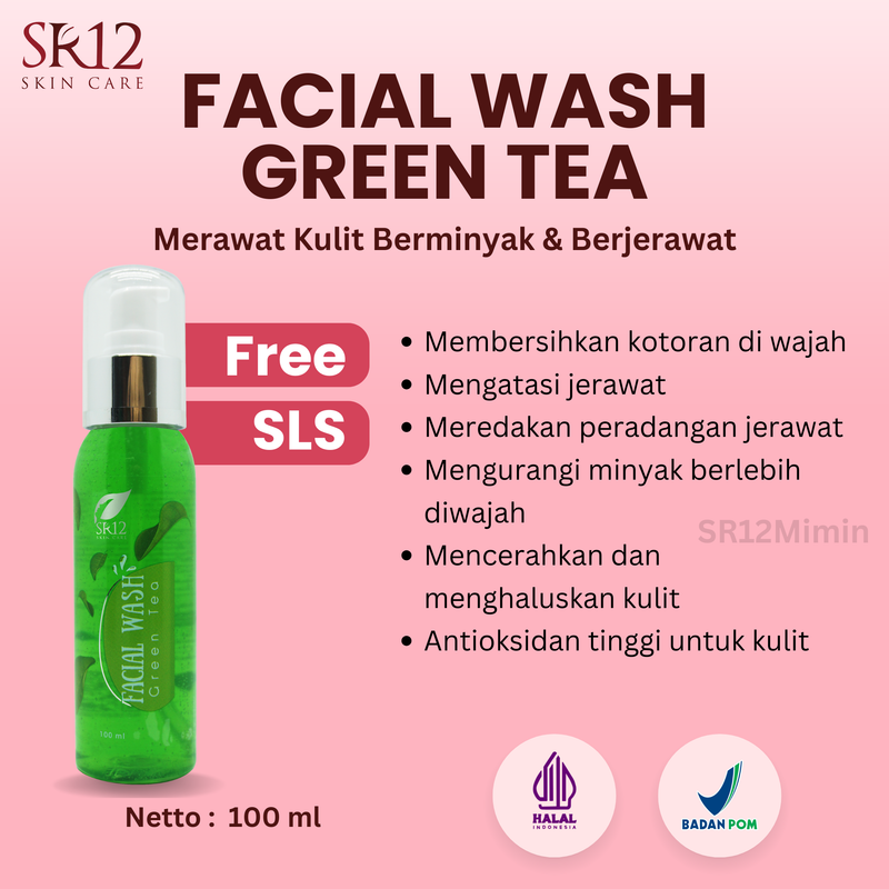 Product image SR12 Facial Foam Glutation 5x Mencerahkan Dan Meremajakan Kulit 100 ml Fw Green Tea