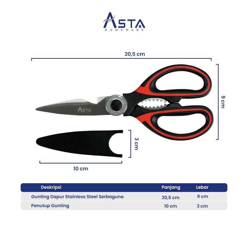 Product image Asta Homeware Official - Asta Gunting Dapur Sebaguna Multfungsi Gunting Daging Ayam Sayur Kain Kardus Kitchen Scissors Variasi Gunting Dapur 01C