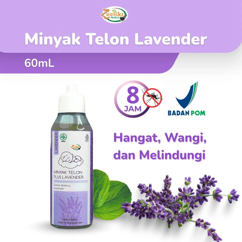 Product image Zeeida Herbal - Minyak Telon Baby Minyak Pijat Bayi Hangat Melindungi Aroma Lavender 30Ml Milon Lavender
