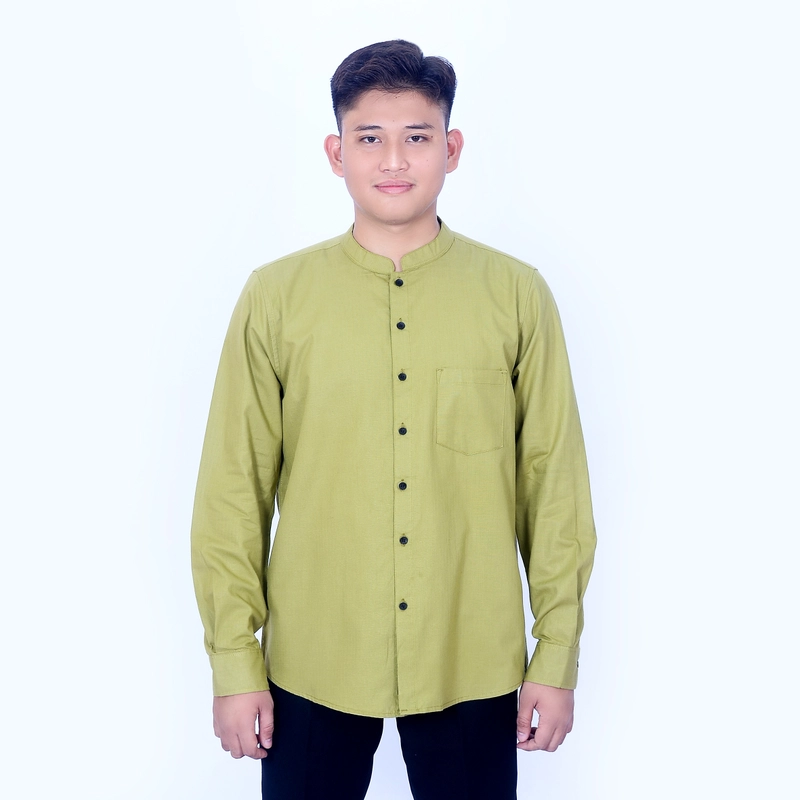 Product image MALLVOSE - Kemeja Pria Lengan Panjang MV6 Kemeja Dewasa Olive Premium M L XL M Olive
