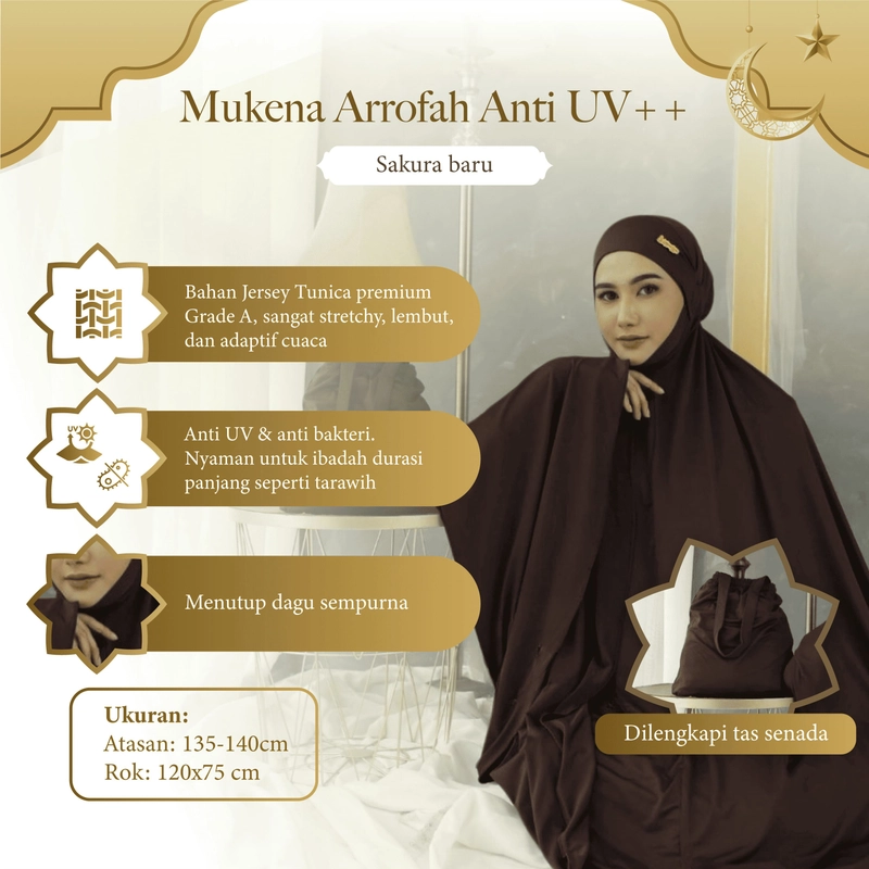 Product image Sakura Baru - Mukena Arrofah Jersey Premium Grade A Anti UV++ Anti Bakteri all variant greentea