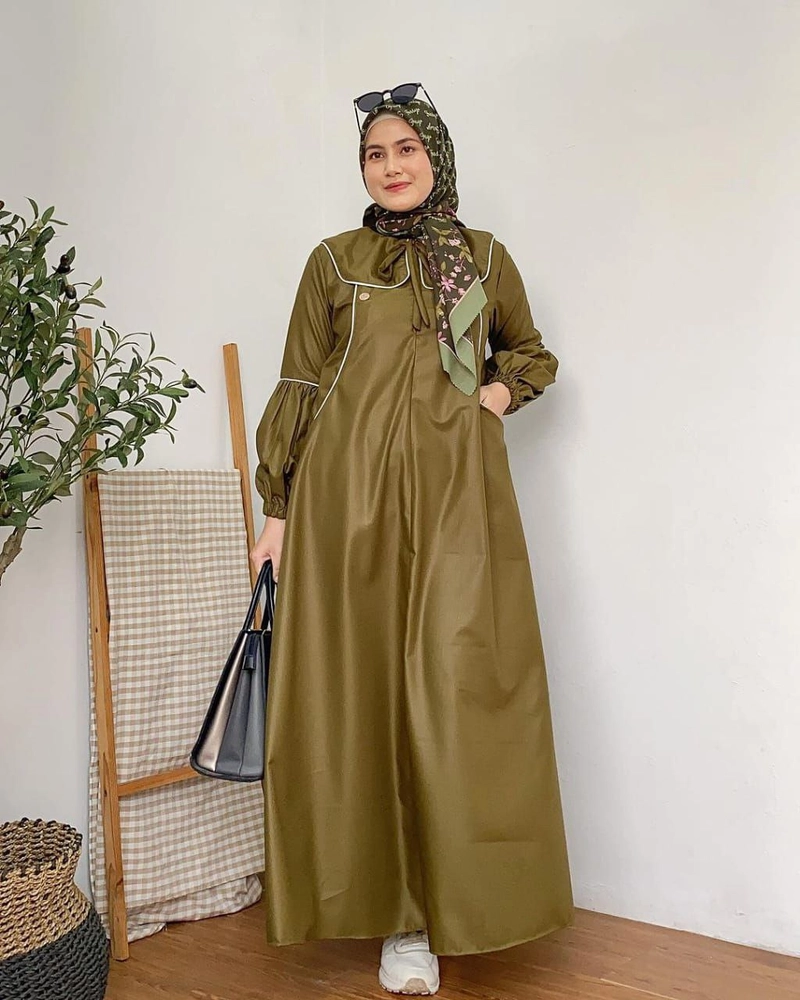 Product image Kois Batik - Gamis mecca abaya new bagus banget hijau army All size 110 Gamis mecca hijau