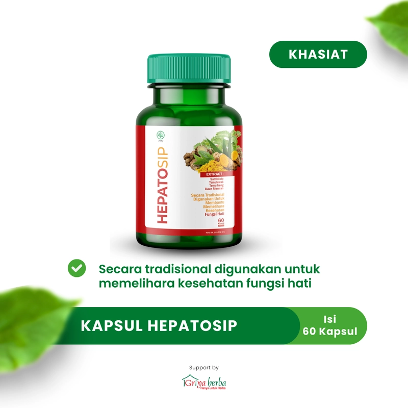Product image Griya Herba - Hepatosip Obat Herbal Membantu Memelihara Kesehatan Fungsi Hati Hepatitis Halal BPOM 60 Kapsul Original